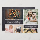 Cartes Pour Fêtes Annuelles Happy Holidays Family Photo Collage (Devant / Derrière)