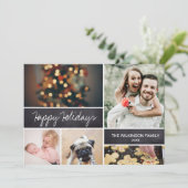 Cartes Pour Fêtes Annuelles Happy Holidays Family Photo Collage (Debout devant)