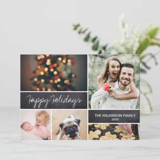 Cartes Pour Fêtes Annuelles Happy Holidays Family Photo Collage (Debout devant)