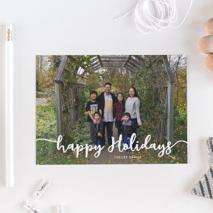 Cartes Pour Fêtes Annuelles Happy Holidays Family Photo Lettering Modern Chic