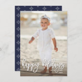Cartes Pour Fêtes Annuelles Happy Holidays Festive manuscrit script photo (Devant / Derrière)