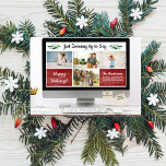 Cartes Pour Fêtes Annuelles Happy Holidays Funny Zoom Quarantine<br><div class="desc">Have fun with your holiday card this year with this funny card featuring a Zoom computer screen and 4 of your favorite photos and 2 custom sticky notes. Personalize with your own custom headline and text. Les objets dormants sont en rouge et blanc polka. A fun Christmas, New Year's or...</div>