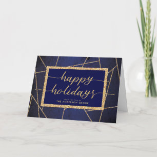 Cartes Pour Fêtes Annuelles Happy Holidays Gold Parties scintillant Dark Blue 