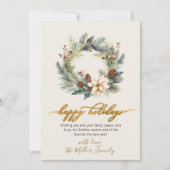 Cartes Pour Fêtes Annuelles Happy Holidays Gold Script Wreath Green Card (Devant)