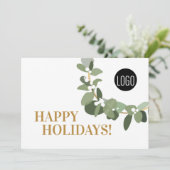 Cartes Pour Fêtes Annuelles Happy Holidays Gold teinte Moderne Wreath Your Log (Debout devant)