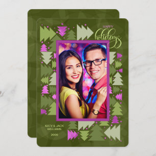 Cartes Pour Fêtes Annuelles Happy Holidays Green Purple Holiday Trees