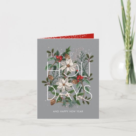 Cartes Pour Fêtes Annuelles Happy Holidays Greenery Berries Folded (Devant)