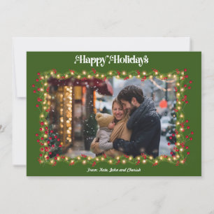 Cartes Pour Fêtes Annuelles Happy Holidays Holly Photo Christmas Card