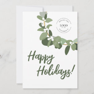 Cartes Pour Fêtes Annuelles Happy Holidays logo Business Wreath Green White