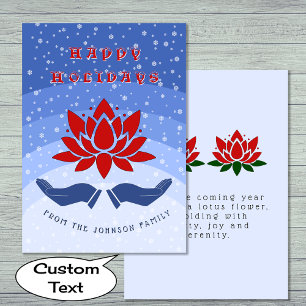 Cartes Pour Fêtes Annuelles Happy Holidays lotus flower texte personnalisé ble
