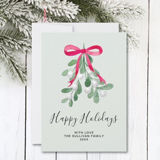 Cartes Pour Fêtes Annuelles Happy Holidays Mistletoe Green