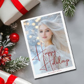 Cartes Pour Fêtes Annuelles Happy Holidays Model Actrice Headshot Red Script