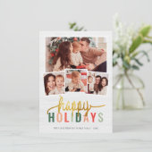 Cartes Pour Fêtes Annuelles Happy Holidays Modern Gold Script 4 Photo Collage (Debout devant)