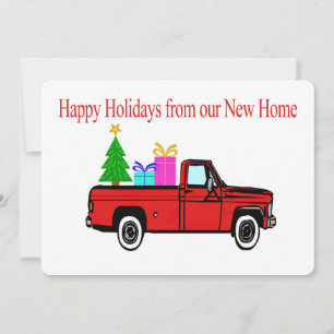 Cartes Pour Fêtes Annuelles Happy Holidays New Home Voiture et arbre
