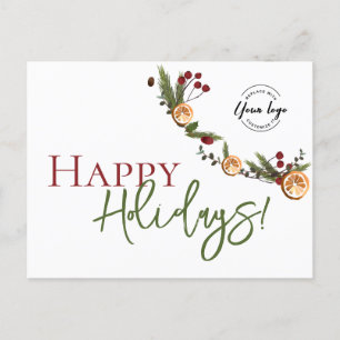Cartes Pour Fêtes Annuelles Happy Holidays Oranges Wreath Logo personnalisé