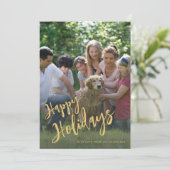 Cartes Pour Fêtes Annuelles Happy Holidays photo de script en or (Debout devant)