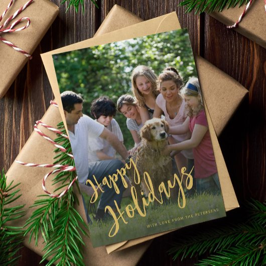 Cartes Pour Fêtes Annuelles Happy Holidays photo de script en or