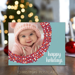 Cartes Pour Fêtes Annuelles Happy Holidays Photo - Whimsical berry wreath