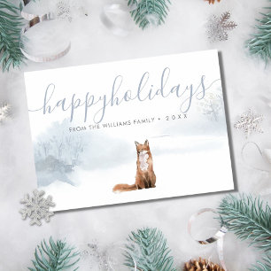 Cartes Pour Fêtes Annuelles Happy Holidays Photo Winter Woodland Scène Fox