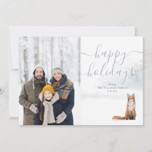 Cartes Pour Fêtes Annuelles Happy Holidays Photo Winter Woodland Scène Fox