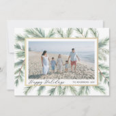 Cartes Pour Fêtes Annuelles Happy Holidays Pine Bough Frame Photo Collage (Devant)