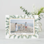 Cartes Pour Fêtes Annuelles Happy Holidays Pine Bough Frame Photo Collage (Debout devant)