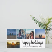 Cartes Pour Fêtes Annuelles Happy Holidays Script Five Photo Collage (Debout devant)