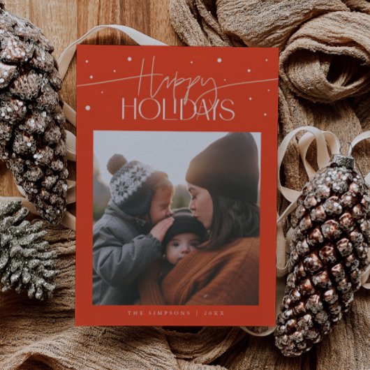 Cartes Pour Fêtes Annuelles Happy Holidays Typography Red Photo