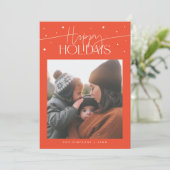 Cartes Pour Fêtes Annuelles Happy Holidays Typography Red Photo (Debout devant)