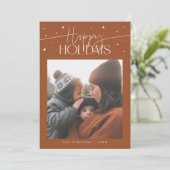 Cartes Pour Fêtes Annuelles Happy Holidays Typography Terracotta Photo (Debout devant)