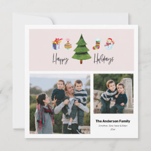 Cartes Pour Fêtes Annuelles Happy Holidays Watercolor Tree   2 Photo