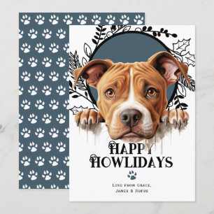 Cartes Pour Fêtes Annuelles Happy Howlidays American Pit Bull Terrier