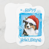 Cartes Pour Fêtes Annuelles Happy Howlidays Australian Shepherd (Devant / Derrière)