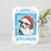 Cartes Pour Fêtes Annuelles Happy Howlidays Australian Shepherd (Debout devant)