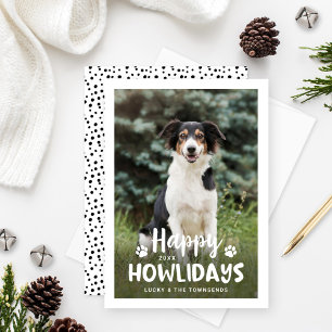 Cartes Pour Fêtes Annuelles Happy Howlidays Black White Puppy Dog Photo