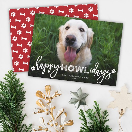 Cartes Pour Fêtes Annuelles Happy Howlidays Brush Script Amoureux des chiens P