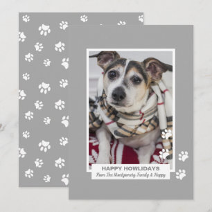Cartes Pour Fêtes Annuelles Happy Howlidays Chien avec Empreintes de pattes An