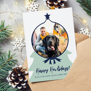 Cartes Pour Fêtes Annuelles Happy Howlidays chien photo marine bleu Noël