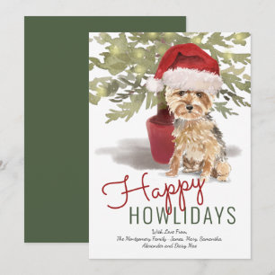 Cartes Pour Fêtes Annuelles Happy Howlidays Cute Watercolor Yorkshire Terrier