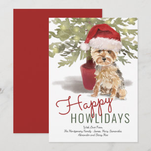 Cartes Pour Fêtes Annuelles Happy Howlidays Cute Yorkshire Terrier Aquarelle