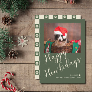 Cartes Pour Fêtes Annuelles Happy Howlidays Green Paw Dog Photo