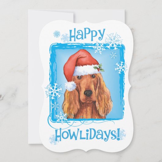 Cartes Pour Fêtes Annuelles Happy Howlidays Irish Setter (Devant)