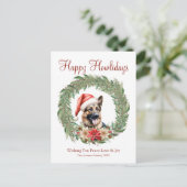 Cartes Pour Fêtes Annuelles Happy Howlidays mignon berger allemand chien (Debout devant)