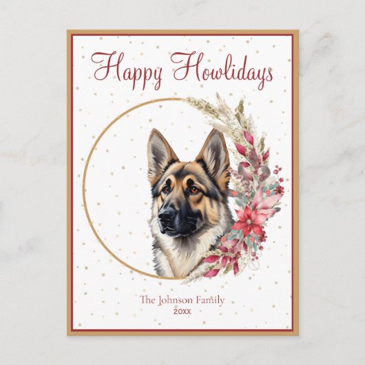 Cartes Pour Fêtes Annuelles Happy Howlidays mignon berger allemand chien (Devant)