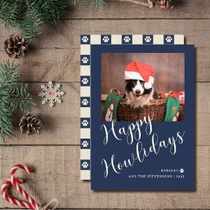 Cartes Pour Fêtes Annuelles Happy Howlidays Navy Blue Dog Photo