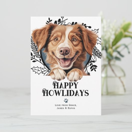 Cartes Pour Fêtes Annuelles Happy Howlidays Nova Scotia Duck Tolling Retriever (Debout devant)