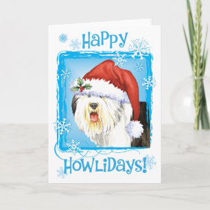 Cartes Pour Fêtes Annuelles Happy Howlidays Old English Sheepdog