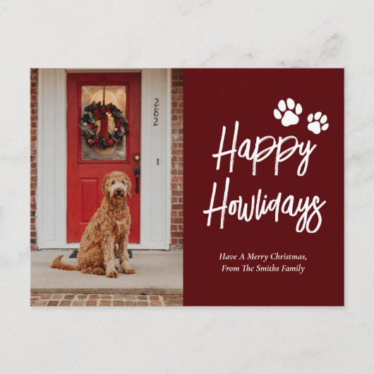 Cartes Pour Fêtes Annuelles Happy Howlidays Red Calligraphy Pet Photo (Devant)