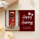 Cartes Pour Fêtes Annuelles Happy Howlidays Red Calligraphy Pet Photo<br><div class="desc">Bonne Howlidays Red Gold Calligraphy Pet Photo Holiday Card. Envoyez des voeux de vacances personnalisables et personnalisés à vos amis, collègues et famille dans des cartes de style simple, chic, élégant et moderne design photo festif, naturel minimaliste! Ci-dessous la calligraphie présente votre message de voeux personnalisé dans la typographie moderne....</div>