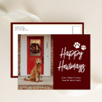 Happy Howlidays Red Calligraphy Pet Photo